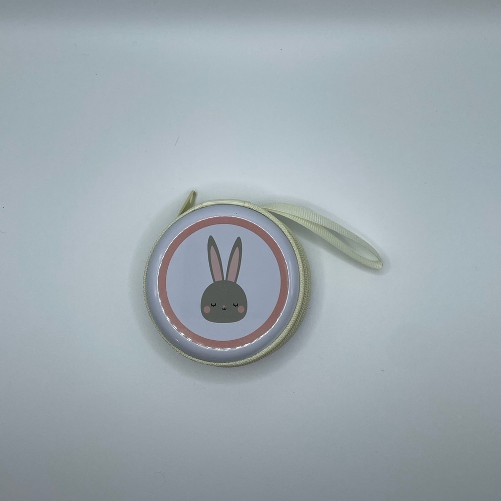 Bunny Rabbit 🐰 Mini Zipper Around Storage Container For Pacifier NWOT - Picture 1 of 4
